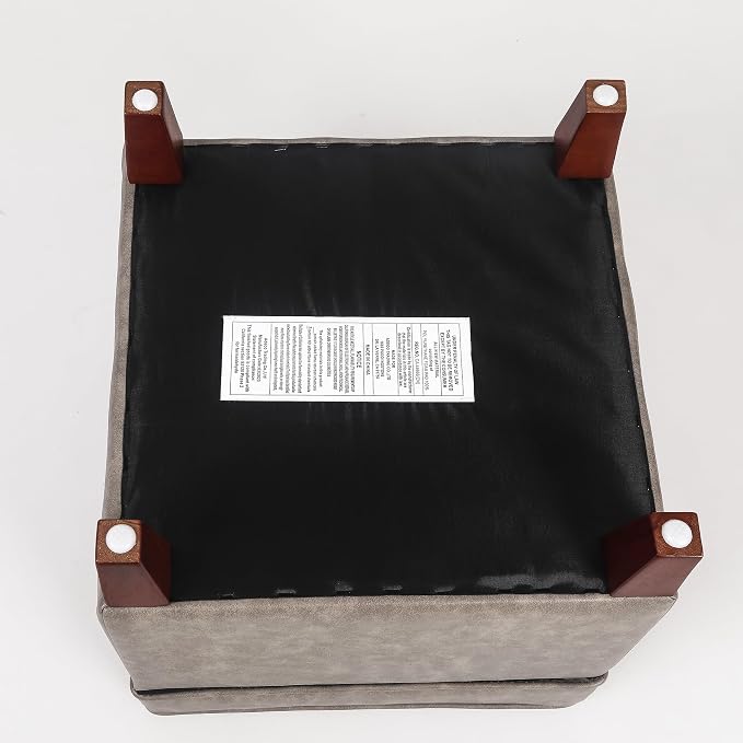 Adeco 17.5" Square Storage Ottoman, Faux Leather Flip Top Footstool & Coffee - Image 9