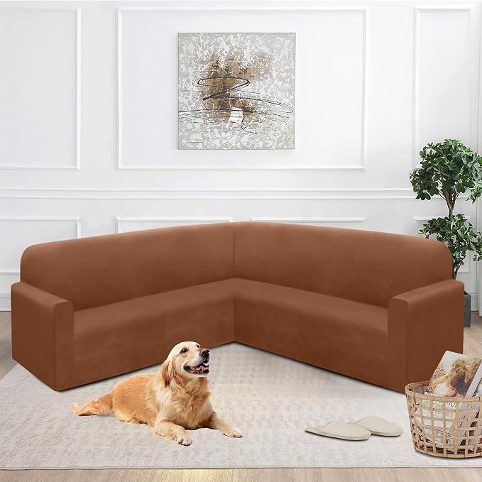 HDCAXKJ Corner Sectional Couch Covers Velvet Stretch L Shape Sofa Cover Soft - Image 4