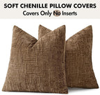 MIULEE Chenille Textured Fall Throw Pillow Covers Toffee 18x18 Set of 2 | - Image 7