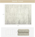 Washable Rugs 9x12 Area Rug for Living Room, Dining Room-Beige Green | Ultra - Image 2
