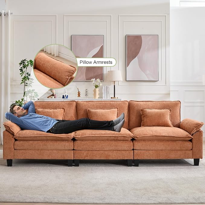 Oprisen 120" Modular Sectional Sofa, Comfy Cloud Couch Sectional, Chenille Sofa - Image 4