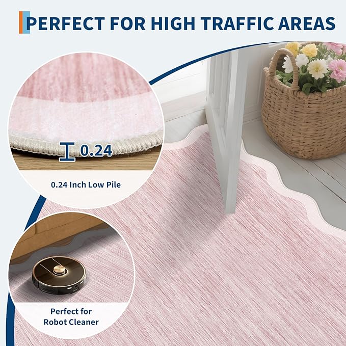 GarveeHome Scalloped Washable Area Rug 4x6 Entryway Rug Non Slip - Image 5