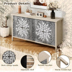 58'' Large Sideboard Buffet Kitchen Storage Cabinet, 4 Door Carved Modern - Image 4