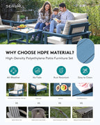 SERWALL HDPE Patio Furniture Set, 7-piece Outdoor Sectional Sofa Set, All - Image 3