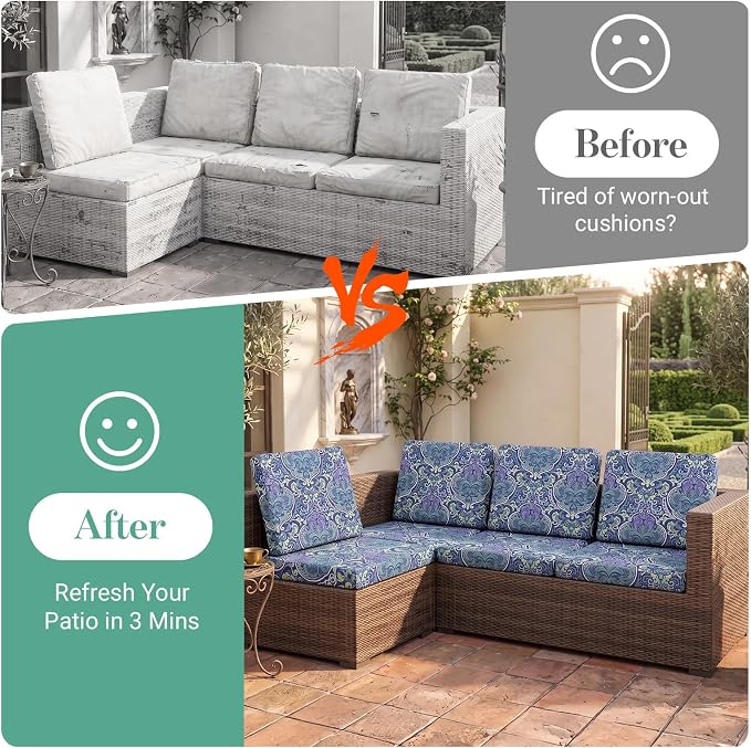 8Pcs Patio Cushion Covers Stretch Outdoor Furniture Protector Slipcovers | - Image 5