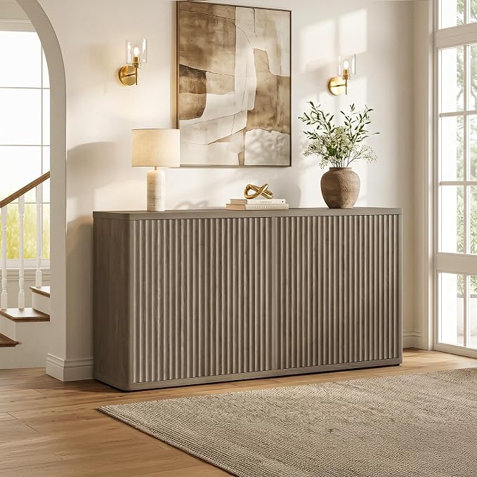 SICOTAS Buffet Cabinet with Storage Accent Sideboard with 4 Doors 66.3" Wide - Image 8