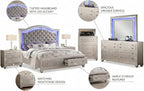 First of a Kind Shiney Contemporary 5 Piece King Bedroom Set High Gloss Silver - Image 3