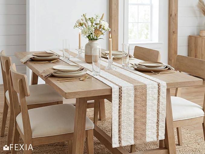 FEXIA Boho Table Runner for Hoilday Spring Home Decor Farmhouse Rustic Table - Image 8