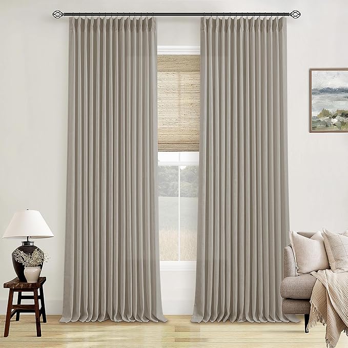 Pinch Pleated Linen 100 Inch Curtains by Twodrapes