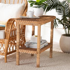 Bali & pari Minahasa Bohemian Light Honey Braided Rattan Side Table - Image 2