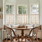 Taupe on Beige Linen Kitchen Curtains Rod Pocket 26W X 24L 2 Panels | Elisa - Image 3