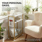 Skinny Side Table with Storage, 3 Tier Slim Side Tables - Image 7