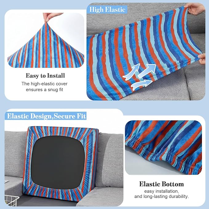 8Pcs Patio Cushion Covers Stretch Outdoor Furniture Protector Slipcovers | - Image 4