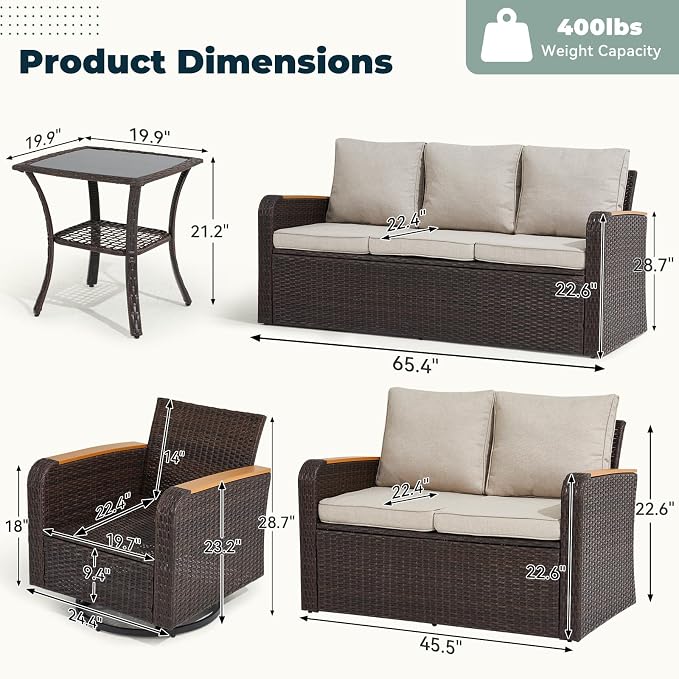 6 Pieces Patio Furniture Sets - Image 2