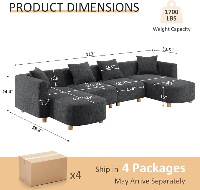 VANOMi 113" Sectional Sofa - Image 2