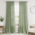 Light Sage Linen Curtains 96 Inches Long 2 Panels Set by Nanspring