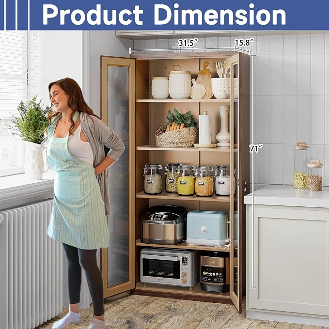 Display Cabinet with Glass Doors, Display Case Cabinet - Image 3