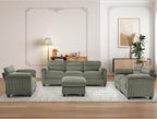 HAOMARKETS Corduroy 4-piece Sofa Set, Upholstered Ottoman, Loveseat 2-Seater by HAOMARKETS