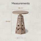 COZAYH Rustic Farmhouse Wooden End Table, Distressed Round Accent Table - Image 2