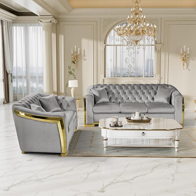 DAMAIFROM Mid Century Modern Chesterfield Sofa Couch, 3 Seat Tufted Sofas - Image 6