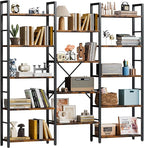 Shintenchi Triple Column 5 Tier Bookshelf, Industrial Large Bookcase Display by Shintenchi%7CFurnitureMadeforRealLife