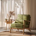 VINGLI Solid Wood Wide Armrests Accent Chair, Upholstered Mid Century Modern by VINGLI