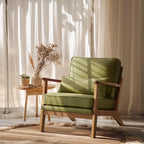 VINGLI Solid Wood Wide Armrests Accent Chair, Upholstered Mid Century Modern by VINGLI
