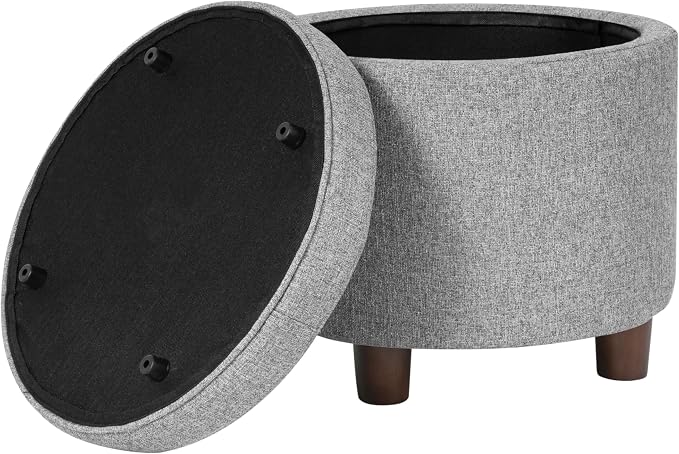 Homepop Home Decor | Upholstered Round Storage Ottoman | Ottoman - Image 5