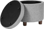 Homepop Home Decor | Upholstered Round Storage Ottoman | Ottoman - Image 5
