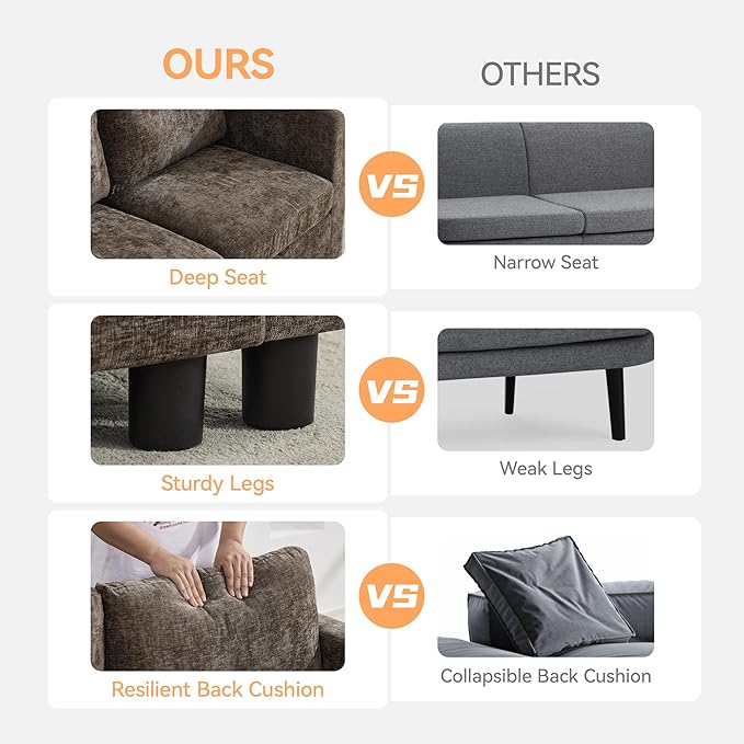 WUTUTUEE 58'' Modular Sectional Loveseat Sofa - Image 5