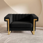 Mid-Century Modern Black Velvet Single Sofa by yunqishiHOME