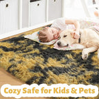 Amdrebio Black Gold Grey Fuzzy Area Rug 4x6 - Image 4