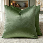GIGIZAZA Olive Green Velvet Throw Pillow Covers Big 26x26 Pack of 2 | - Image 7