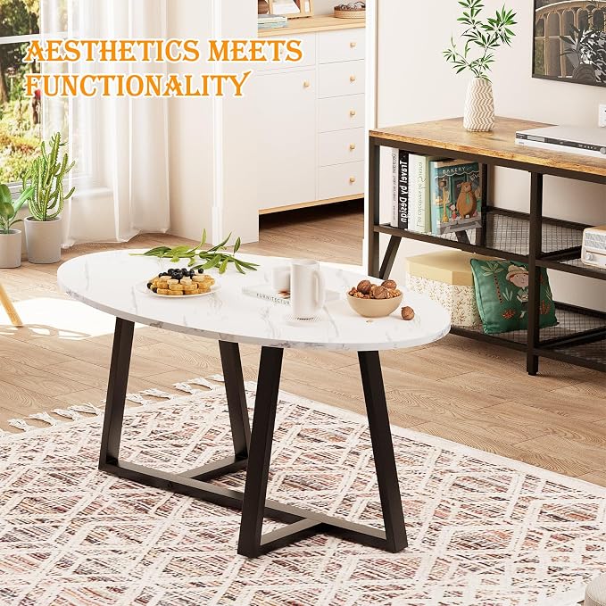 Wolawu Coffee Table Small Oval Table, Modern Center Tea Tables - Image 8
