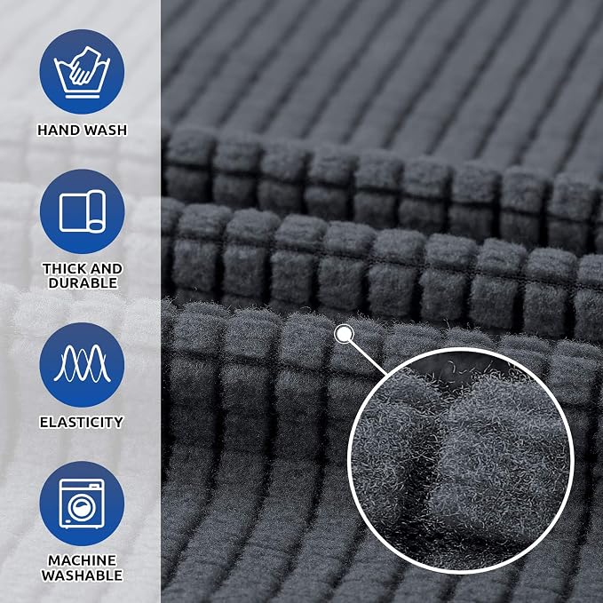 Stretch Chair Sofa Slipcover, Single Couch Cover, Charcoal | 1-Piece Washable - Image 3