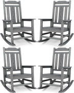 SERWALL Oversized Outdoor Rocking Chair Set of 4, All Weather Patio Rocking by SERWALL