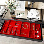 VEELIKE Bright Red Velvet Flocking Liner Self Adhesive Felt Drawer Liners - Image 2