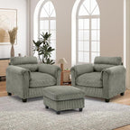 HAOMARKETS Corduroy 3-Piece Sofa Set, Upholstered Ottoman and Accent Chair Sofa - Image 6