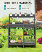 SERWALL Outdoor Potting Bench 2-Piece Set, Rot-Resistant HDPE Potting Table - Image 7