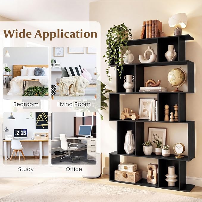 Giantex 5-Tier Bookshelves Set of 2, 10-Cube Geometric Bookcase - Image 6