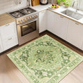 RELEANY Area Rugs Square 4ft Washable Non-Slip, Floral Vintage Distress Print by RELEANY
