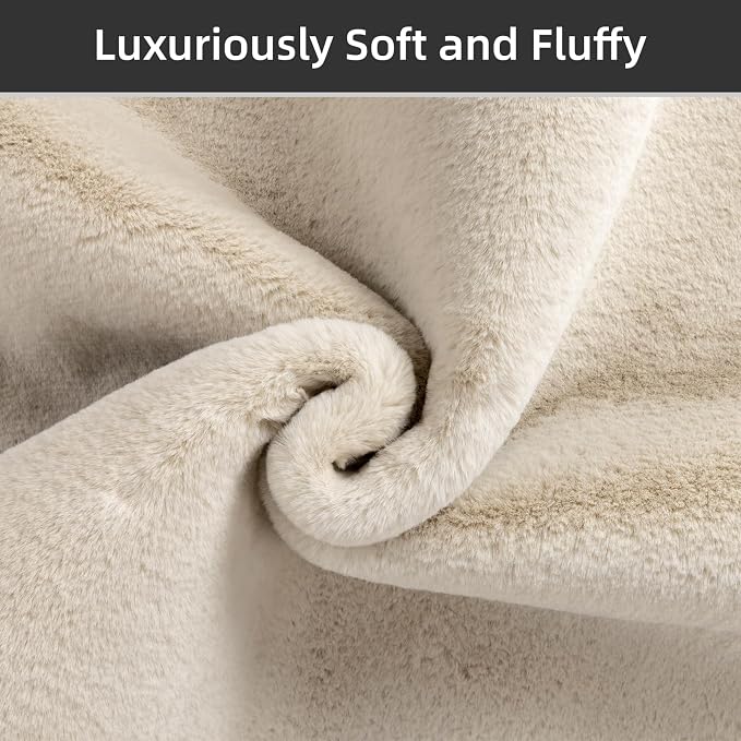 SHACOS Ultra Soft Faux Rabbit Fur Area Rug 5'x7', Non Slip Washable Padded - Image 3