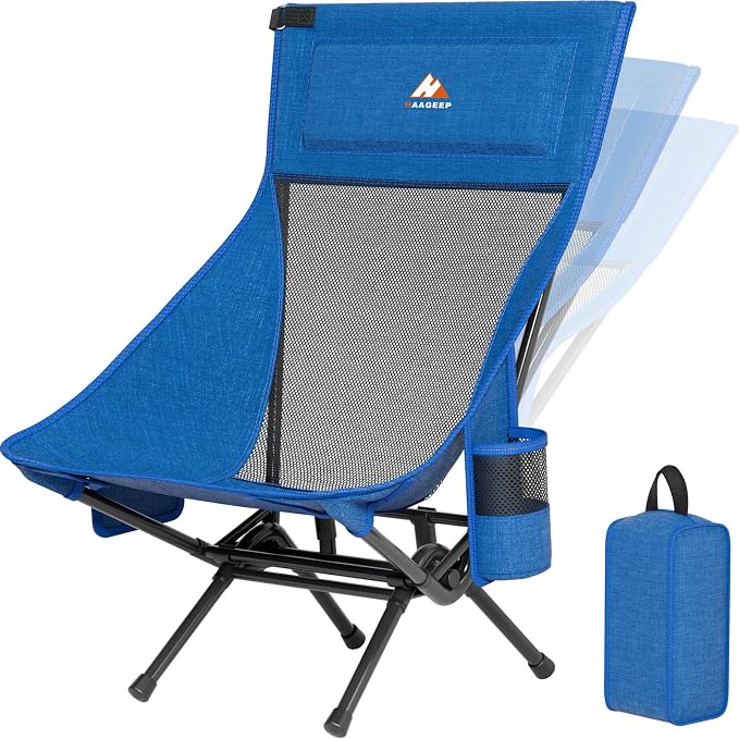 Armless Rocking Camping Chair for Adults, Portable Folding Outdoor Rocker by HAAGEEP