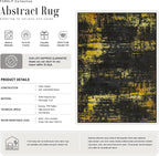 8x10 Area Rug Living Room: Modern Washable Soft Carpet Black Gold | - Image 2