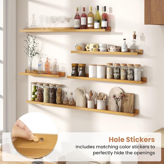 Fun Memories Picture Ledge Shelves Set of 2, 48 Inch Rustic Wall Mounted - Image 5
