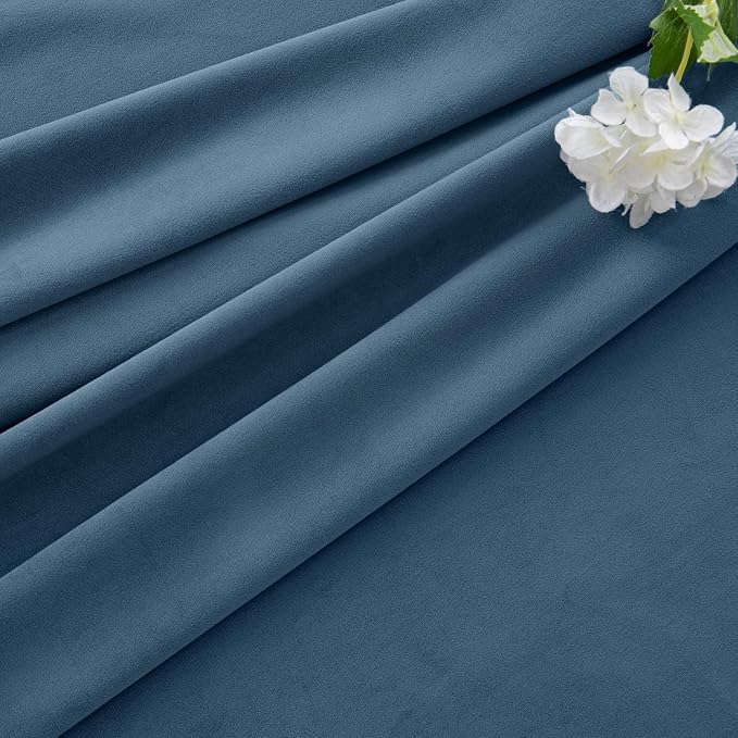 MIULEE Velvet Curtains 50W x 108L 2 Panels Stone Blue Blackout Curtains | - Image 7