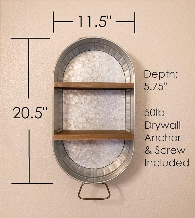 Galvanized Wash Tub with Shelves | Rustic Bathroom Décor | Farmhouse Rustic - Image 2