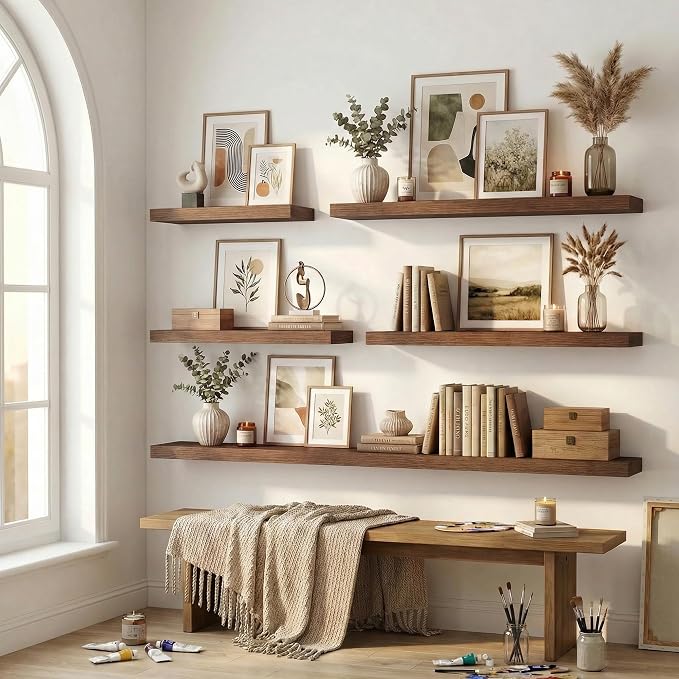 12 inch Deep Floating Shelves for Wall, 24 inch Wide Engineered Wood Wall - Image 7