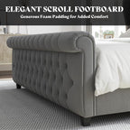 AMERLIFE California King Size Platform Bed Frame, Velvet Upholstered Sleigh Bed - Image 5