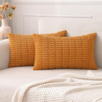 MIULEE Fall Corduroy Decorative Throw Pillow Covers 12x20 Burnt Orange | Lumbar by MIULEE